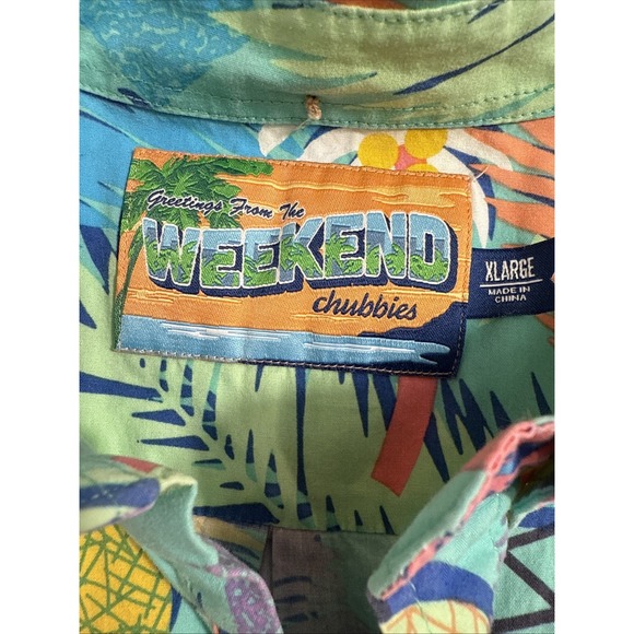 SHIRT CHUBBIES MENS XL Greetings From The Weekend Tropical Hawaiian Popover - Picture 4 of 8